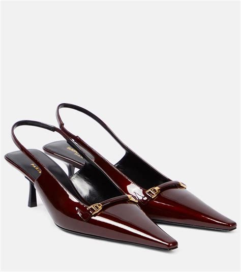 Carine 55 Patent Leather Slingback Pumps In Red Saint Laurent