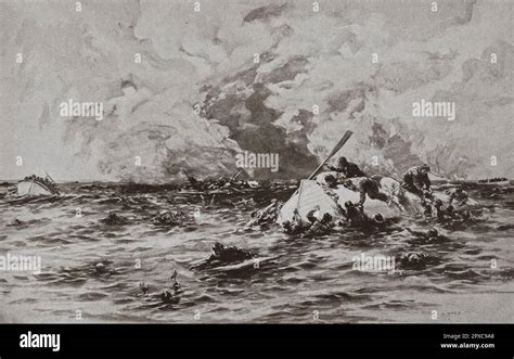 Wolrd Guerra I Hundimiento Del Rms Lusitania Mayo De 1915 Dibujo De