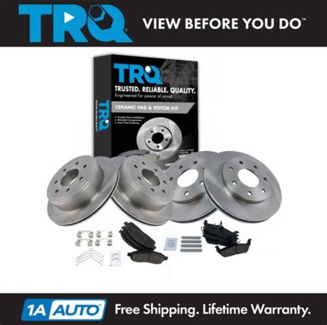 Trq Front Rear Premium Posi Ceramic Disc Brake Pads Rotor Kit For