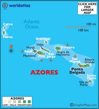 Azores Map - Map of Azores, Azores Outline Map - World Atlas