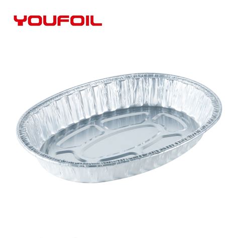 Eco Friendly Disposable Aluminium Foil Oval Roaster Container