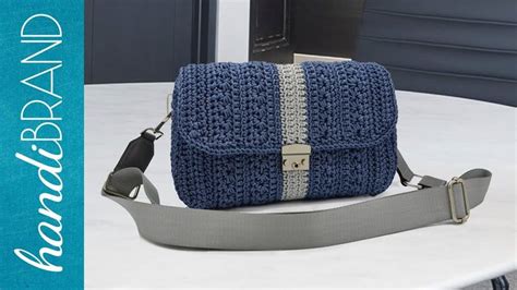 Πλεκτή Τσάντα Ada με Φύλλο Καμβά handiBRAND YouTube Crochet bag