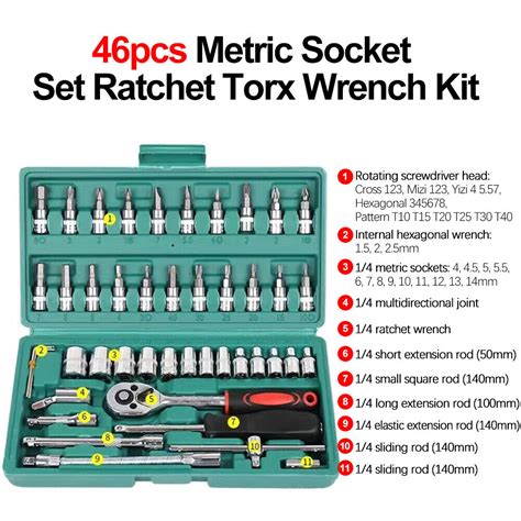 46 tlg 1 4 Steckschlüssel Satz Set Nusssätze Knarrenkasten