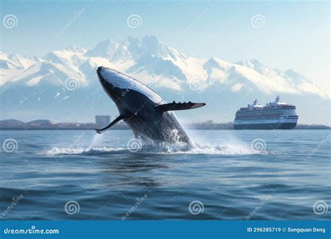 A Whale Jump Out of Sea Water in Ocean Stock Illustration ...