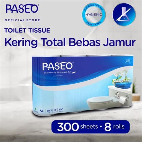 Jual Paseo Elegant Tissue Toilet Core Non Emboss 300 Sheets X 8 Roll