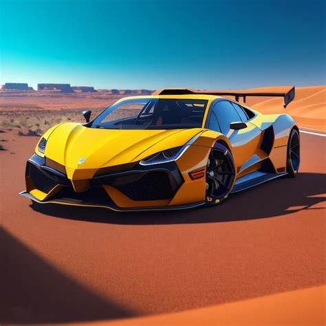 Premium Ai Image A Yellow Sports Car With The Word Lamborghini On The