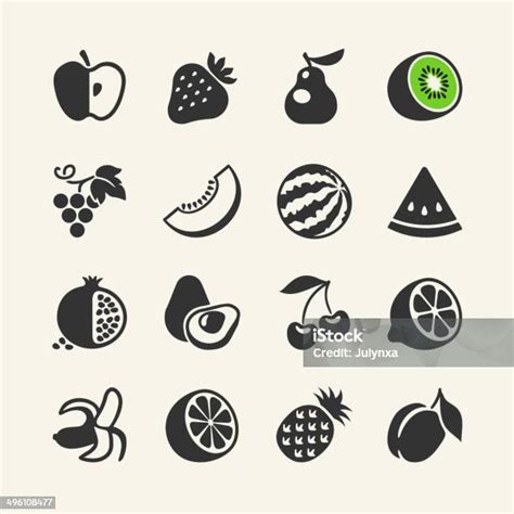 Simple Pictograms Collection Fruits And Berries Stock Illustration