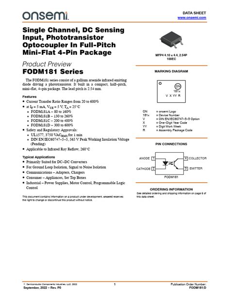 Fodm B On Semiconductor Optocoupler Hoja De Datos Ficha T Cnica