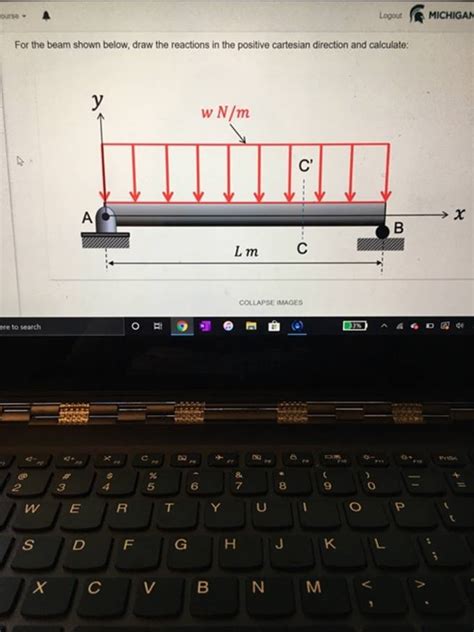 Get Answer Ourse Logout MICHIGAN For The Beam Shown Below Draw The