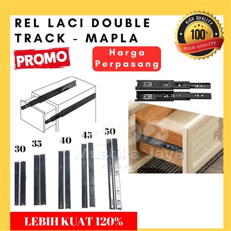 Jual Rel Laci Double Track Slow Motion Hitam Mapla Full Extension Lebar