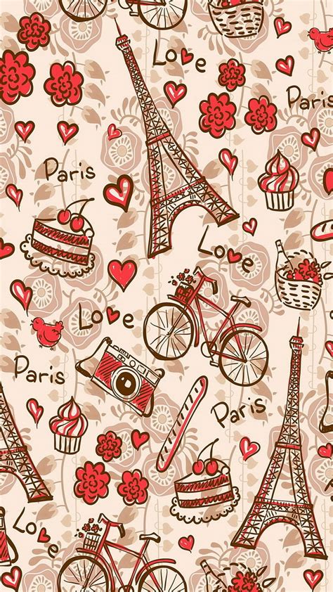 Paris Pattern Eiffel Flowers Corazones Tower Hd Phone Wallpaper Peakpx