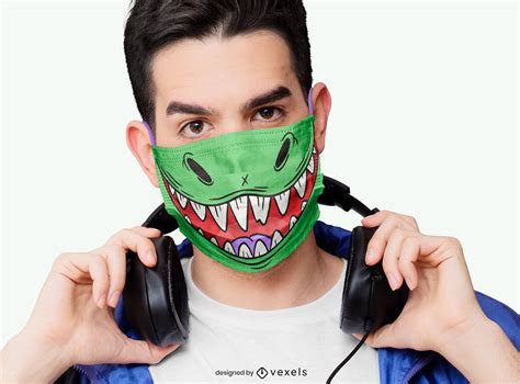 Dinosaur Mouth Face Mask Design Vector Download