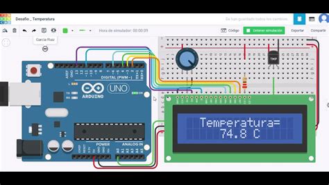 FUNCIONAMIENTO DESAFÍO MANEJO DE LCD SENSOR TEMPERATURA ARDUINO