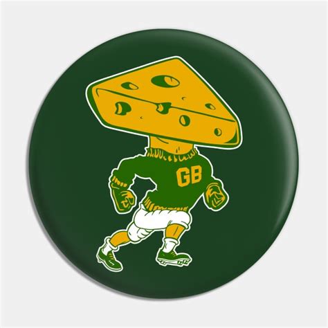 Green Bay Retro Mascot Cheese Head Man - Green Bay Packers - Pin | TeePublic