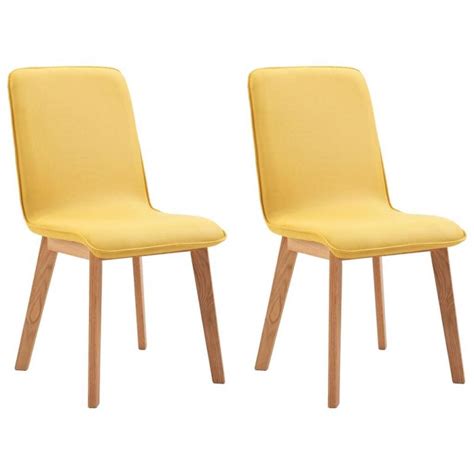 Dining Chairs 2 Pcs Solid Wood Yellow Fabric