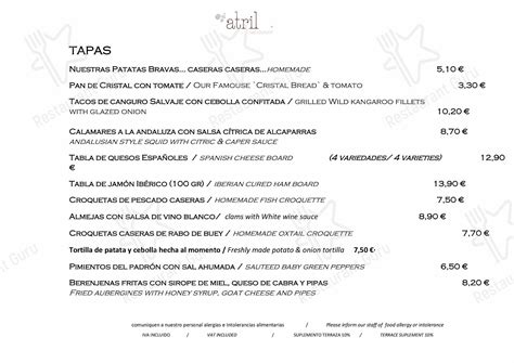 Carta Del Pub Y Bar El Atril Barcelona Carrer Carders