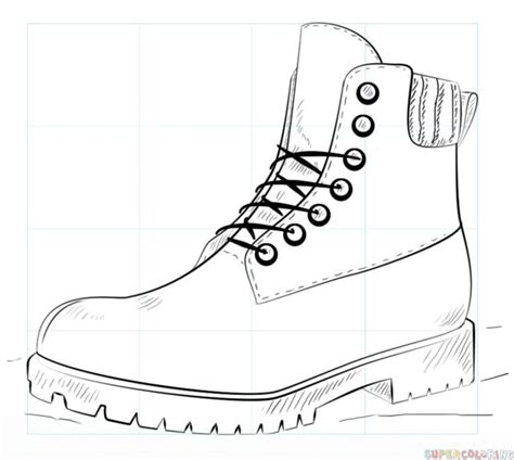 A Drawing Of A Pair Of Boots With Laces On The Outs And Soles