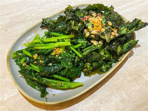 Hong Kong Kale Stir Fried In Oyster Sauce Chinese Kailan Vegetables