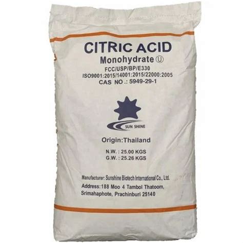 Citric Acid Powder For Industrial Packaging Type Bag At 120 Kg In Vapi