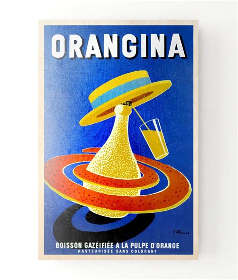 Orangina Vintage Pub Poster Printed On Wood Poster Retro Etsy