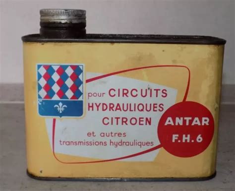 Ancien Bidon Litre Huile Antar Fh Hydraulique Citroen Automobile