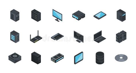 Configuración De Iconos Isométricos De Dispositivos De Hardware De