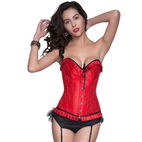 Wechery Steampunk Corset เซ็กซี่สีแดง Gothic เสื้อผ้า Bow Push Up