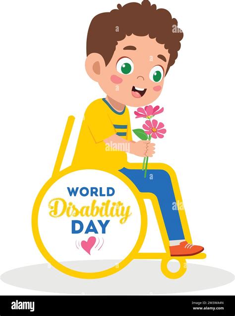 Illustration Of A Boy In A Wheelchair Holding A Flower Ted To Him On