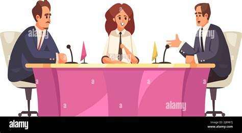 Political Talk Show Composition With View Of Meeting Table With