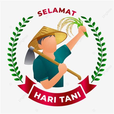 happy indonesian farmers day logo   cartoon farmer wearing hat