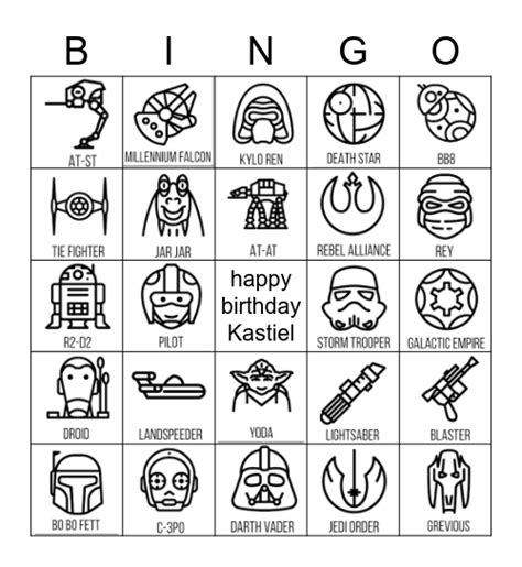 Star Wars Bingo Card