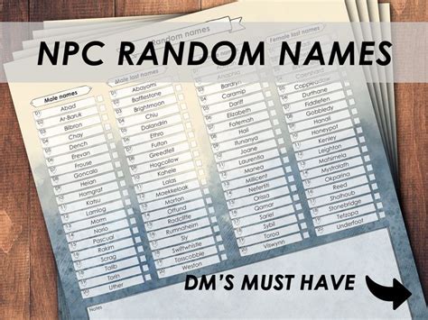 Dnd Dm Reference Sheet Dnd Npc Name Generator Dnd Dm Tools Dm Screen