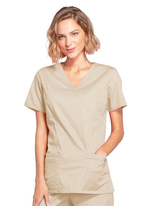 Cherokee Workwear Stretch Mock Wrap Scrub Top 4728 Ebay