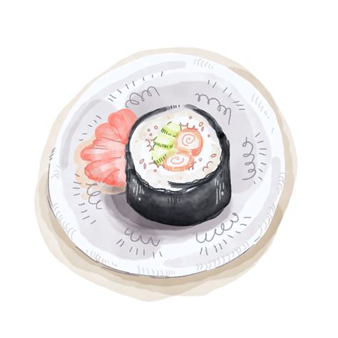 Watercolor Sushi Roll 20043517 Png