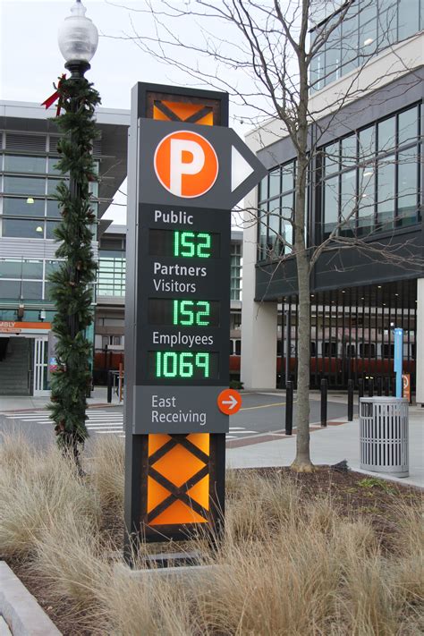 Parking garage digital signage at Assembly Row, Somerville, MA