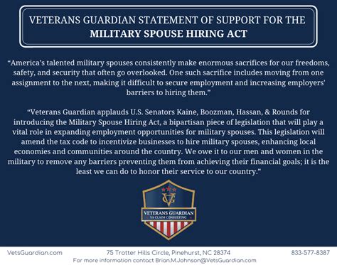 Veterans Guardian Issues Statement Of Support For The Military Spouse Hiring Act Veterans