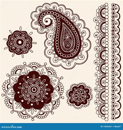 Henna Mehndi Flowers And Paisley Vector Stock Vector Illustration Of