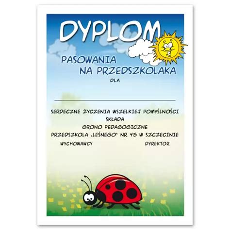 Dyplom Przedszkole Leśne w Szczecinie Dobra Cena Sklep Online