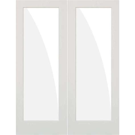 Krosswood Primed Mdf Full Lite Tempered Clear Glass French Doors