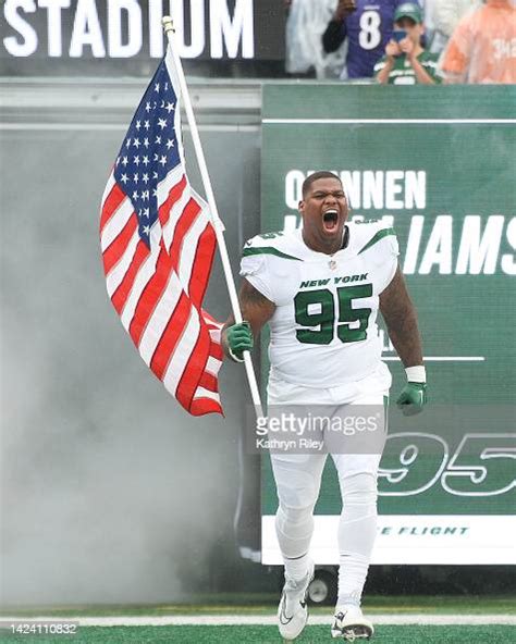 Quinnen Williams Of The New York Jets Runs Onto The Field Prior To