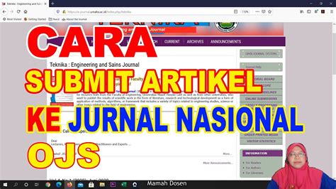 Cara Submit Artikel Ke Jurnal Nasional Ojs Youtube