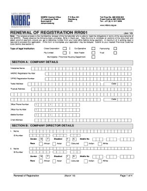 2018-2025 Form ZA NHBRC RR001 Fill Online, Printable, Fillable, Blank ...