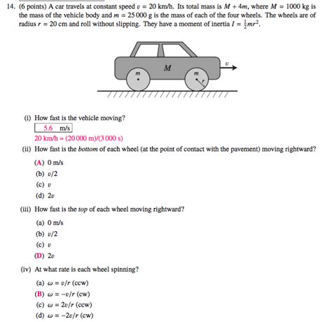 Solved 14 6 Points A Car Travels At Constant Speed V 20 Chegg