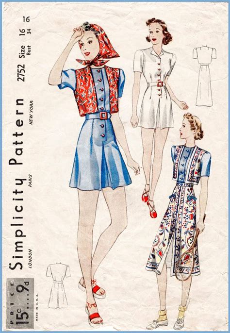 Vintage Sewing Pattern S S Reproduction Playsuit Beach Romper Sun