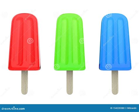 Red Green And Blue Ice Creams On A Stick Stock Illustration