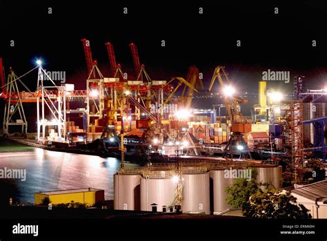 cargo port at night Stock Photo - Alamy