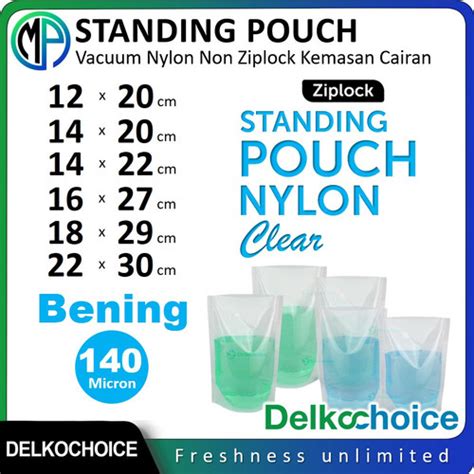 Jual Standing Pouch Vacuum Nylon Non Ziplock Bening Kemasan Makanan