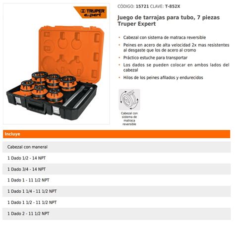 Grupo Ferretero Chc Juego De Tarrajas Para Tubo Piezas