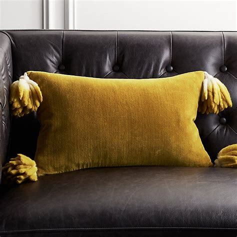 X Bia Tassel Pesto Velvet Pillow With Down Alternative Insert