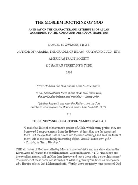 The Ninety-Nine Names of Allah: An Analysis of the Divine Attributes in ...